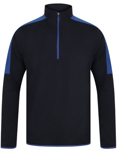 F-LV571-Adults 1/4 Zip Midlayer With Contrast Panelling